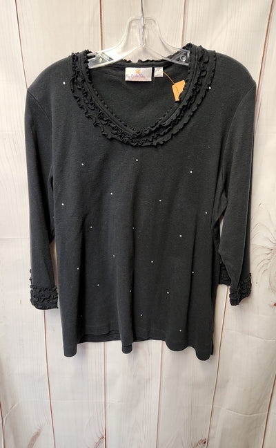 Quacker Factory Women's Size L Black 3/4 Sleeve Top