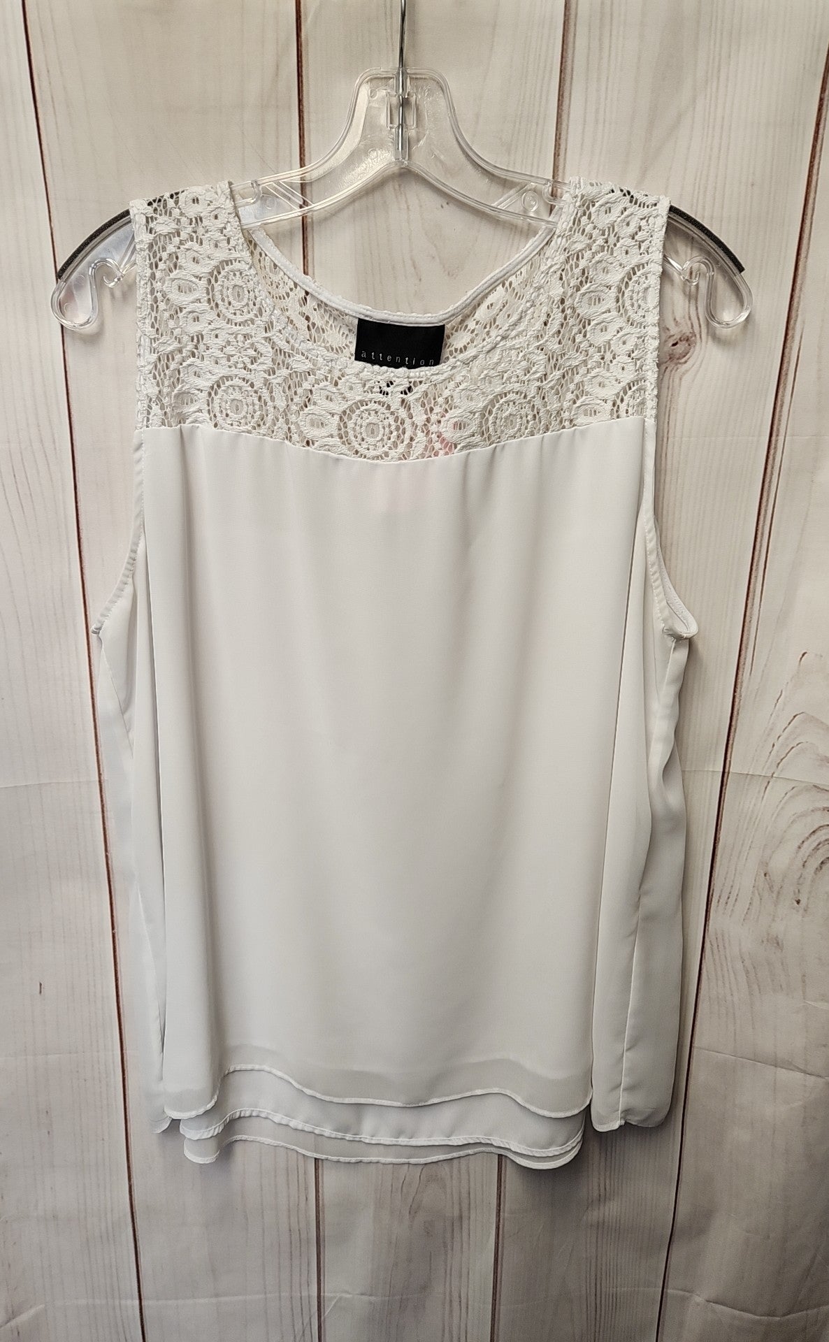 Attention Women's Size XL White Sleeveless Top