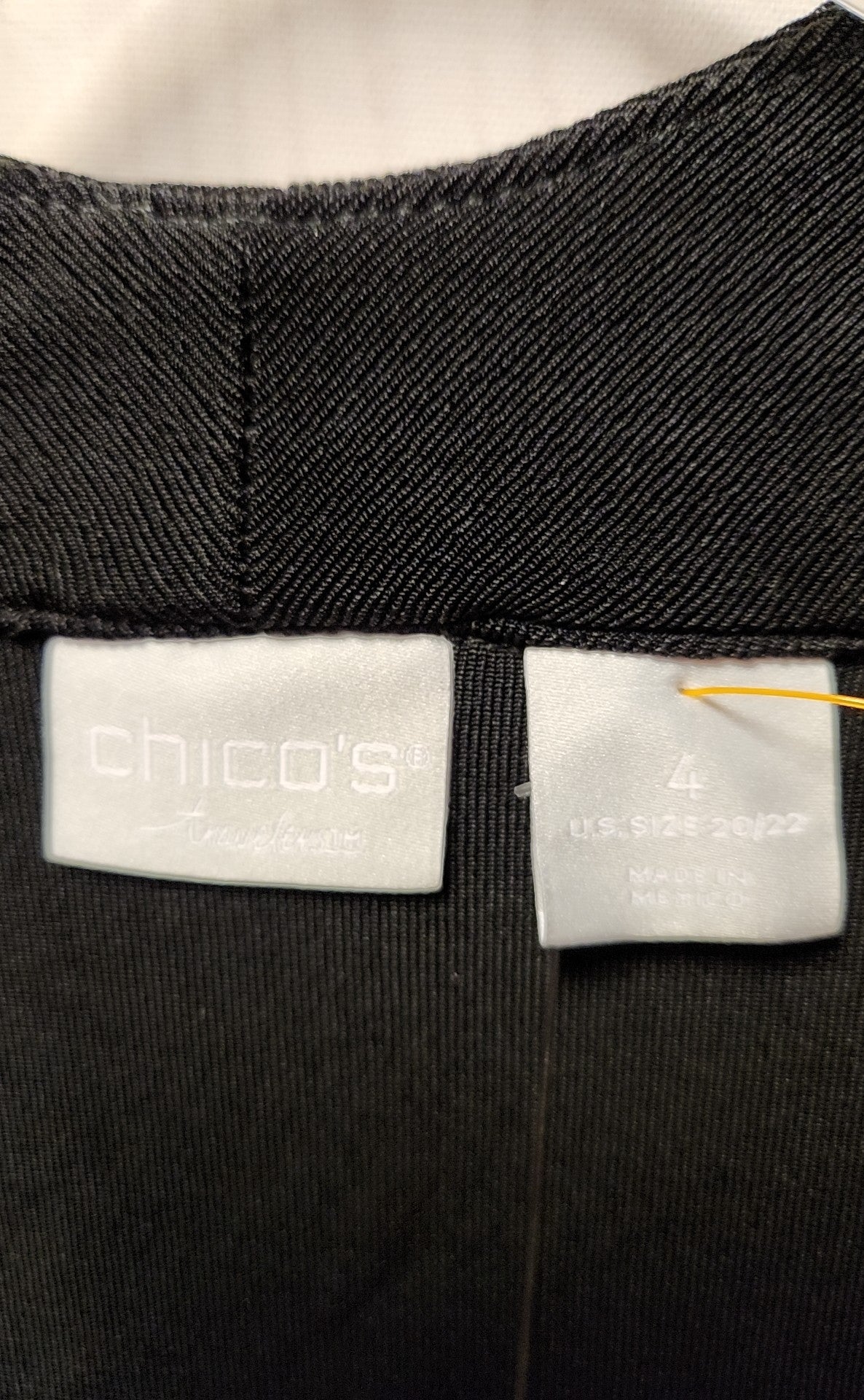 NWT Chico's Travelers Women's Size 4 = US 18/20 Black 3/4 Sleeve Top