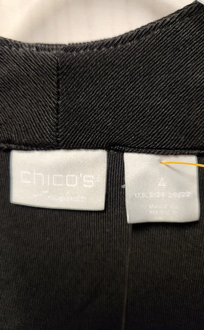 NWT Chico's Travelers Women's Size 4 = US 18/20 Black 3/4 Sleeve Top