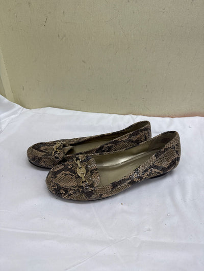 Anne Klein Women's Size 7-1/2 Tan Snakeskin Flats Shoes