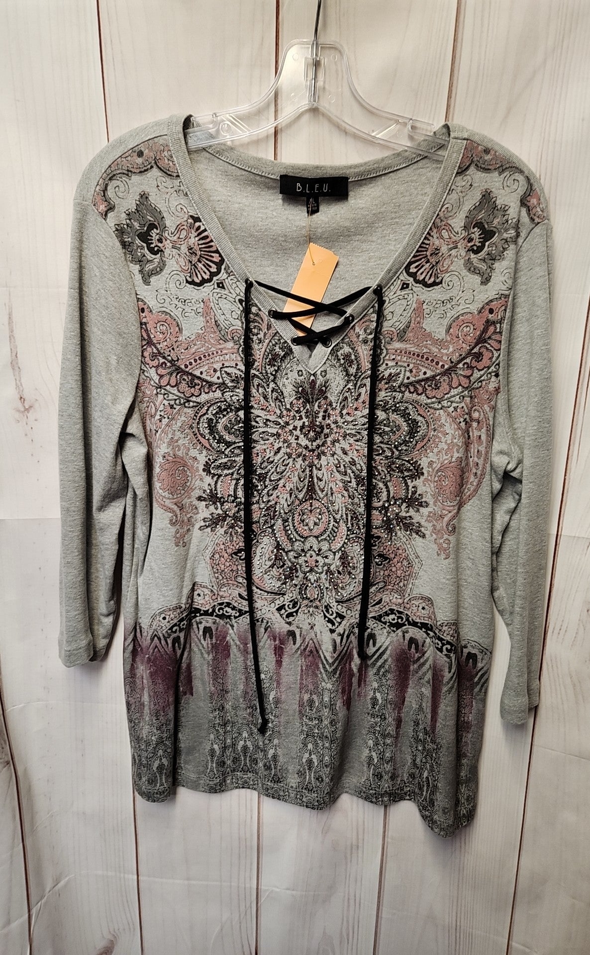 Bleu Women's Size XL Gray 3/4 Sleeve Top