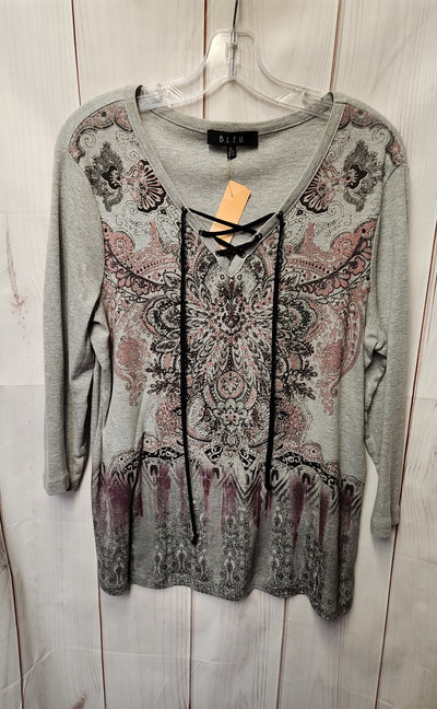 Bleu Women's Size XL Gray 3/4 Sleeve Top