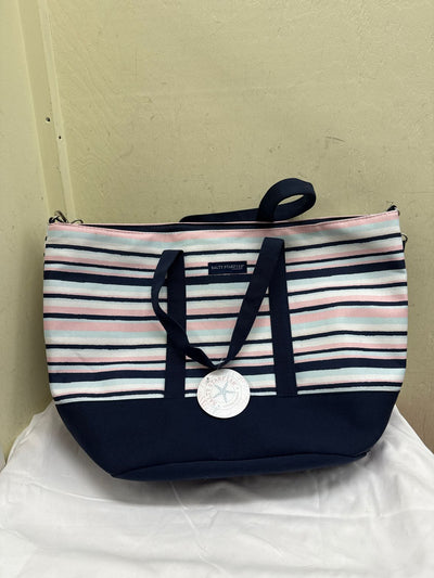 Salty Starfish Blue & Pink Stripe Tote Bag