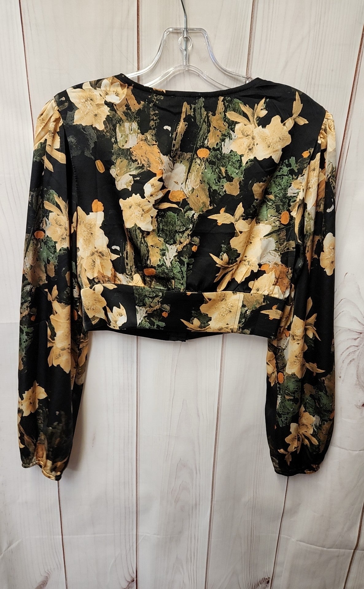 Bobbles & Lace Women's Size S Black & Beige Floral 3/4 Sleeve Top
