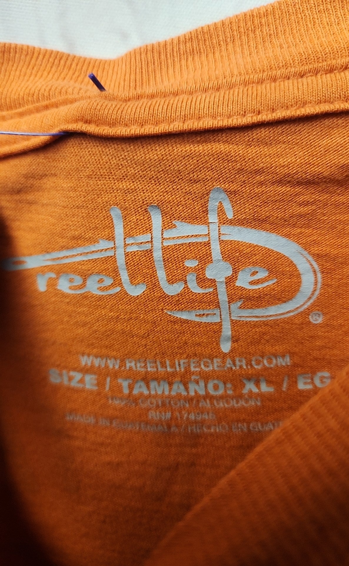 Reel Life Men's Size XL Orange Shirt