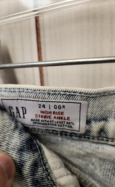 Gap Women's Size 24 (00) Blue High Rise Stride Ankle Jeans