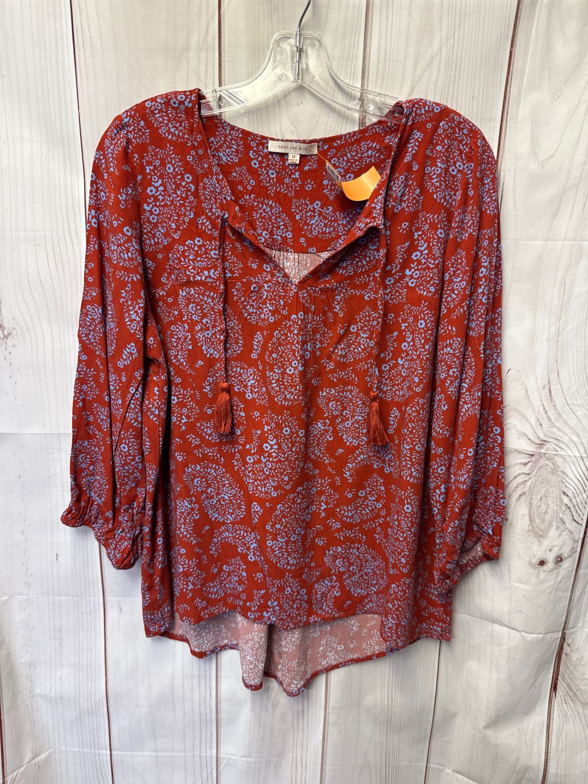 Skies are Blue Women's Size M Red 3/4 Sleeve Top