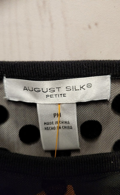 August Silk Women's Size M Petite Black Long Sleeve Top