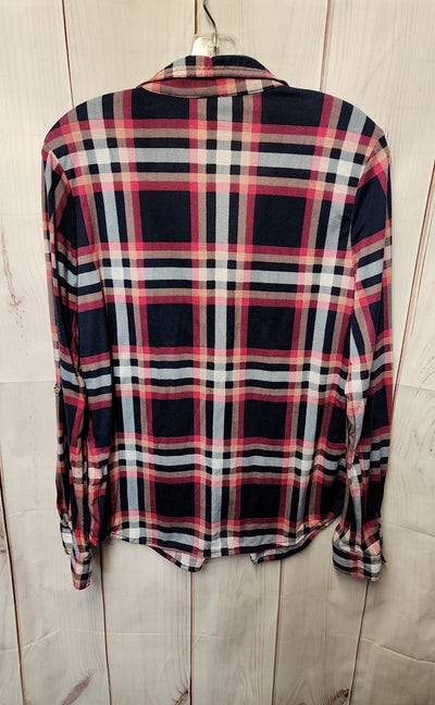 Passport Women's Size L Navy & Pink Long Sleeve Top