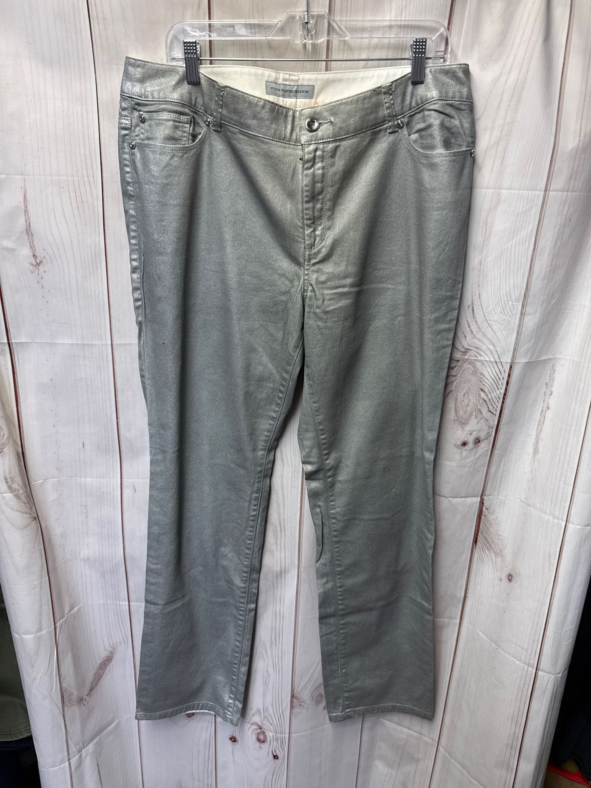 Chico's Women's Size 3 = US 16 Gray Metallic Jeans