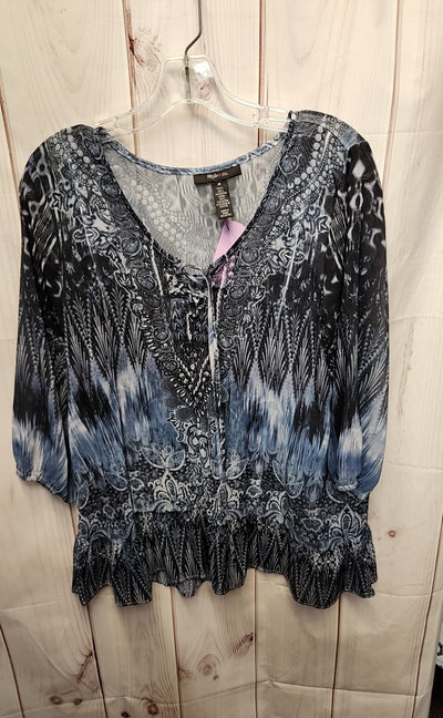 Style & Co Women's Size M Blue 3/4 Sleeve Top