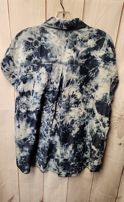 Calvin Klein Women's Size XL Blue Tie Dye Short Sleeve Top