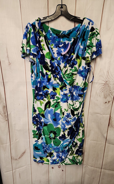 Lauren by Ralph Lauren Women's Size 16 White & Blue Floral Dress