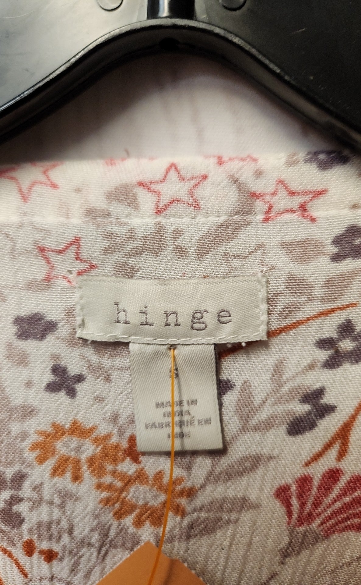Hinge Women's Size S White & Pink Long Sleeve Top