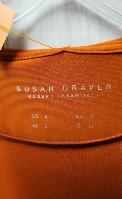 Susan Graver Women's Size S Orange 3/4 Sleeve Top