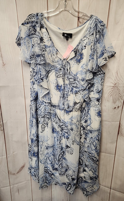 AB studio Women's Size 18 White & Blue Dress