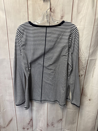 Talbots Women's Size L White & Black Long Sleeve Top