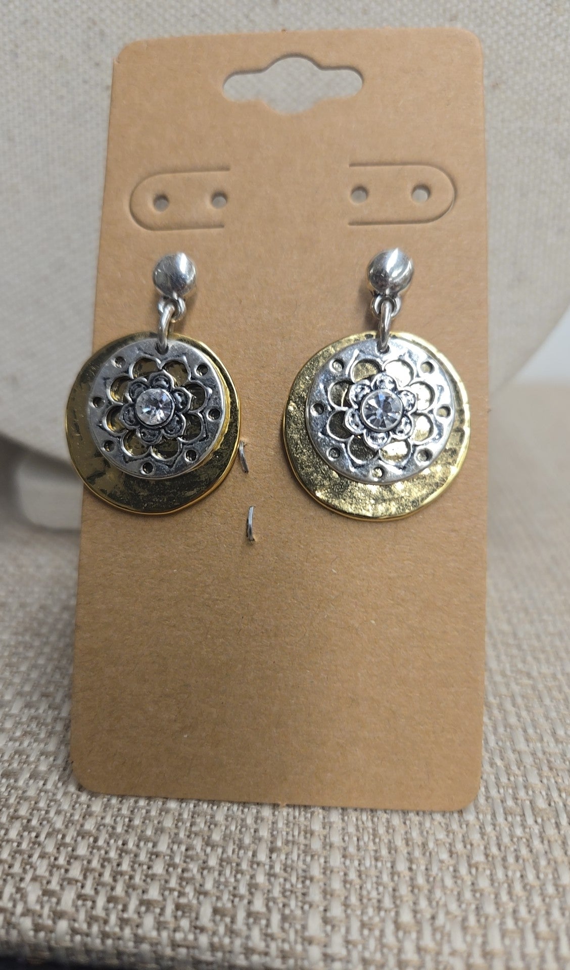 Silver & Gold Disk Earrings