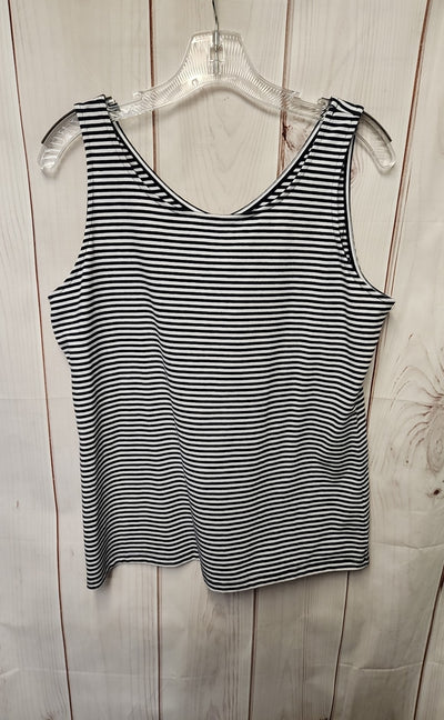 NWT Talbots Women's Size L Petite White & Black Sleeveless Top