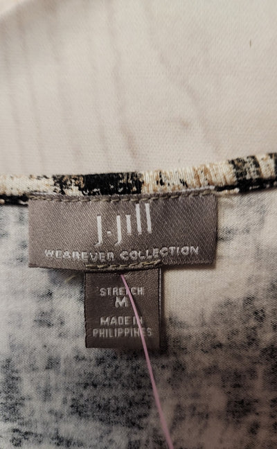 J Jill Wearever Collection Women's Size M Black & Brown 3/4 Sleeve Top