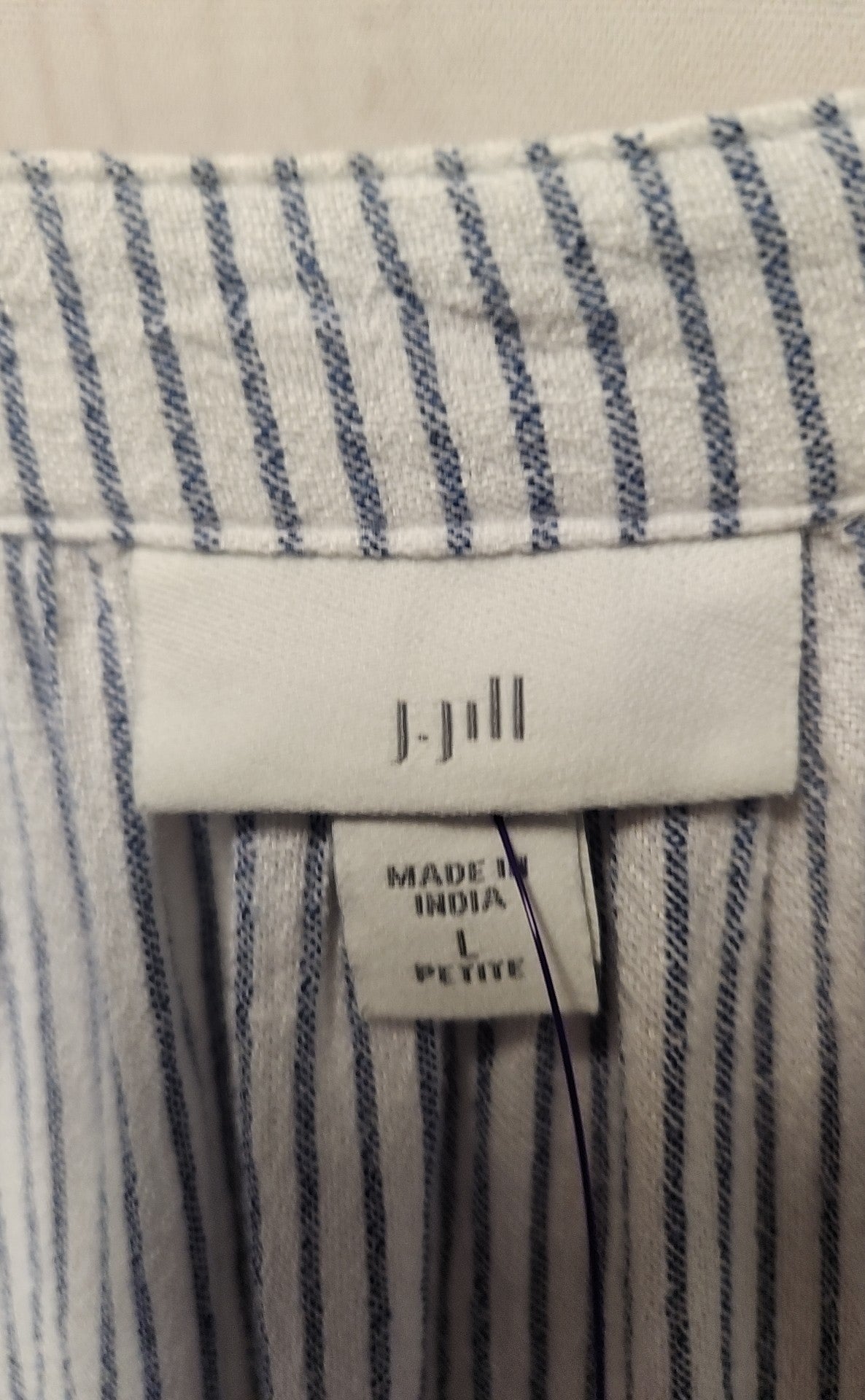 J Jill Women's Size L Petite White & Blue Dress