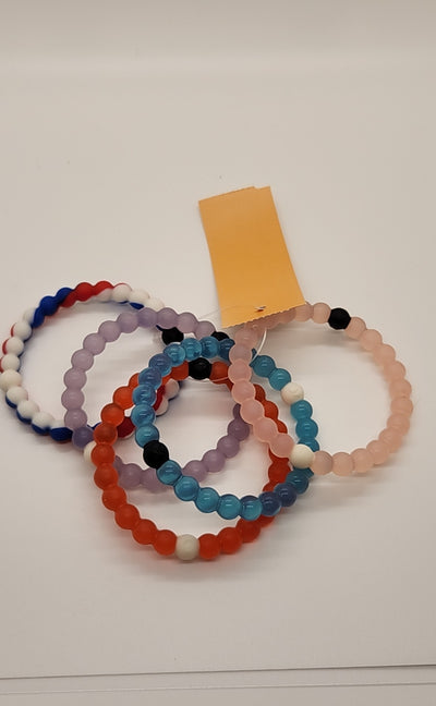 Lokai 5 Piece Lot Bracelet Set Pink Purple Blue Red American Flag