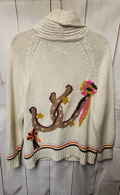 Maeve Anthropologie Horse Horseshoe Duffel Women's Size L White Cardigan Sweater