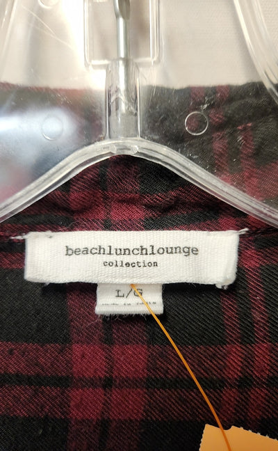 Beach Lunch Lounge Women's Size L Black & Purple Long Sleeve Top