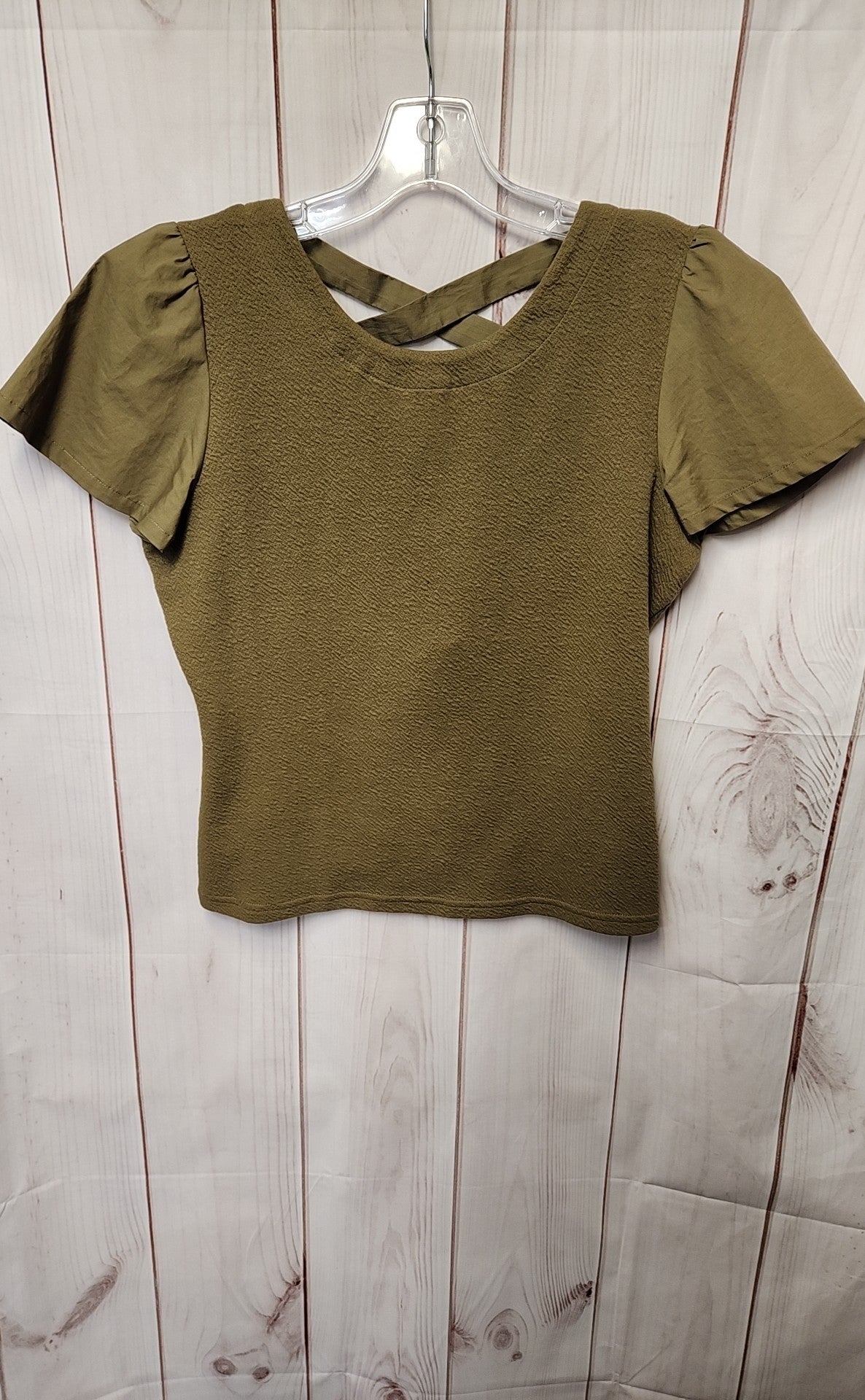 Anthropologie Women's Size M Olive Green Short Sleeve Top