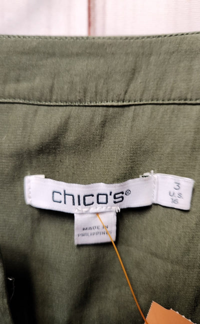Chico's Women's Size 3 = US 16 Olive Green Dress
