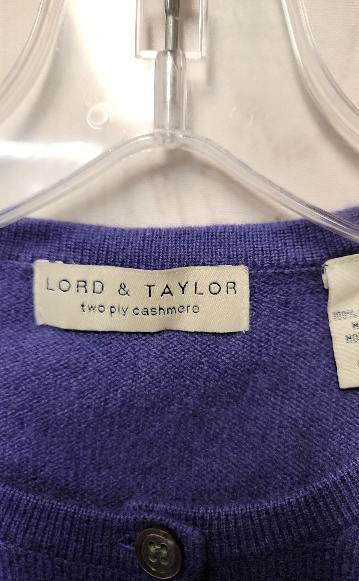 Lord & Taylor Women's Size XL Purple Cashmere Cardigan