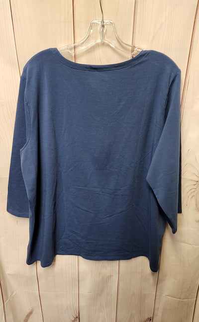 J Jill Women's Size XL Blue 3/4 Sleeve Top