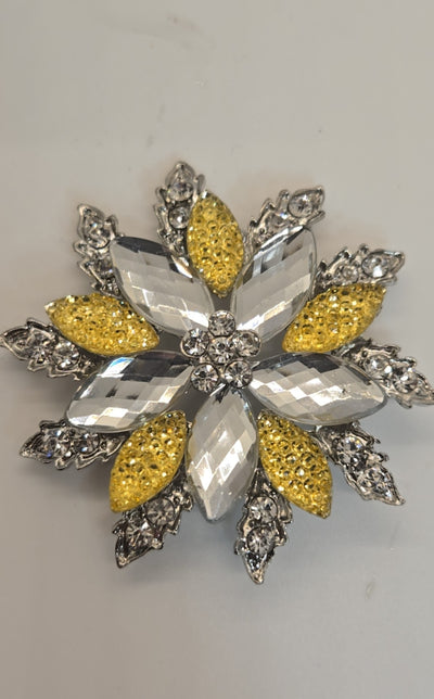 Rhinestone Flower Brooch Pin