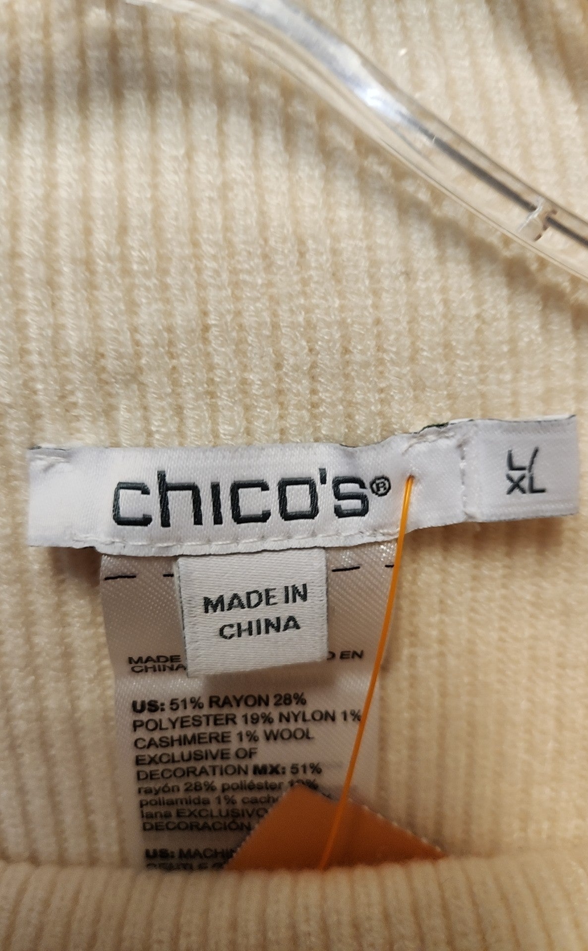 Chico's Women's Size L/XL Cream Sequined Floral Poncho