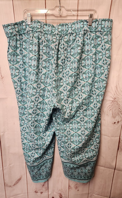 Talbots Women's Size 2X Blue Pants Nantucket Pull-on Wide Leg Crop