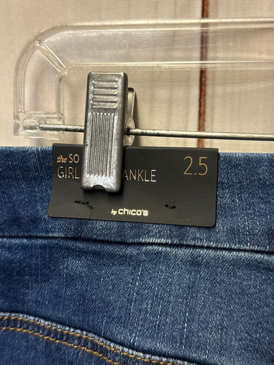 NWT Chico's Women's Size 2.5 = 14 Girlfriend Ankle Blue Jeans