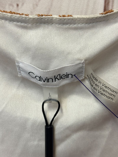 NWT Calvin Klein Women's Size L White & Brown Dress
