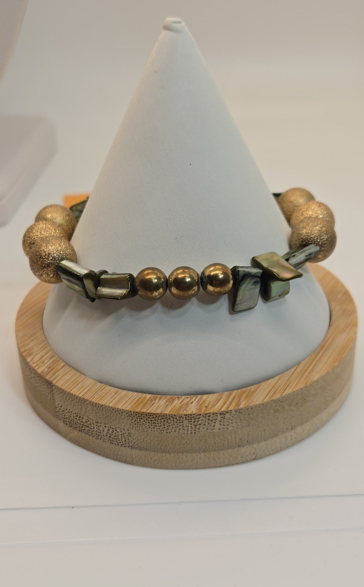 Green & Gold Beaded Bracelet