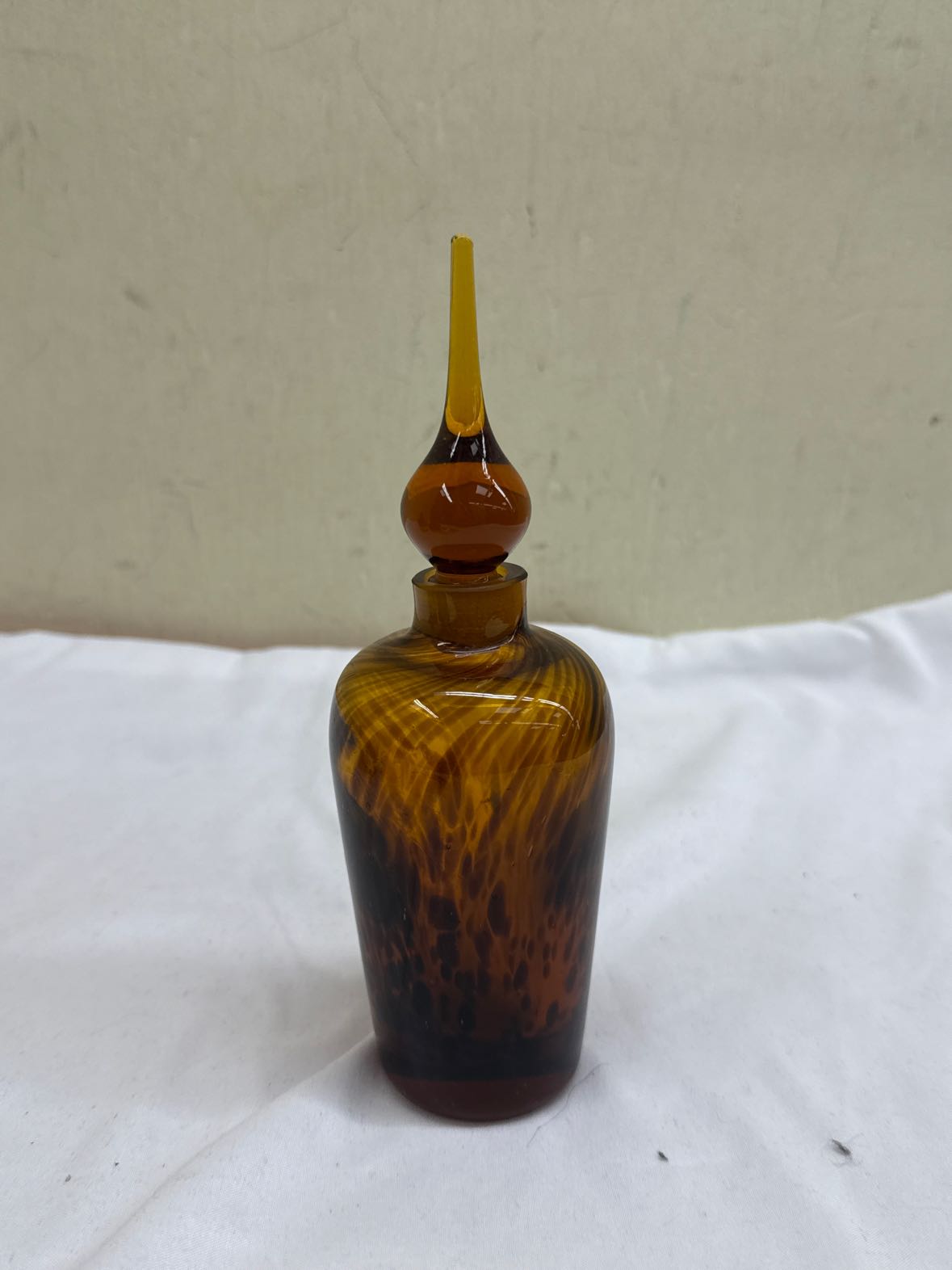 Handblown Amber Tortoiseshell Perfume Bottle w/ Stopper