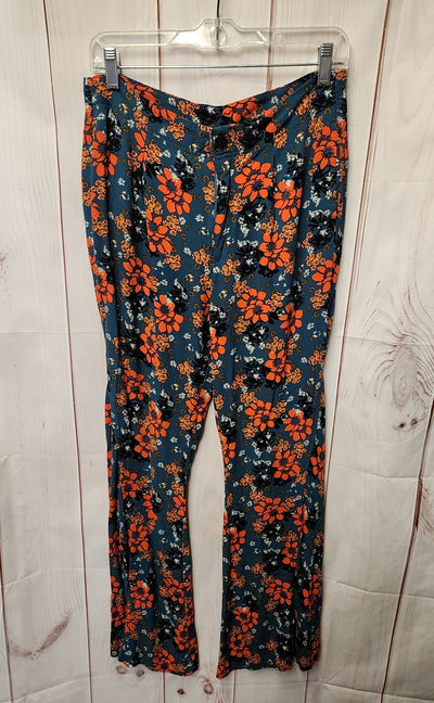 Free People Women's Size M Teal Floral Pants