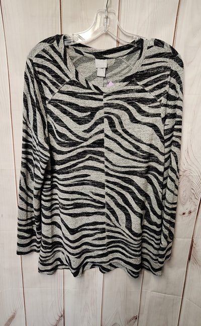Zenergy - Chico's Women's Size 1 = US M Gray Animal Print Sweatshirt