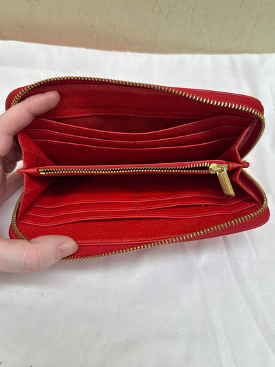 Tory Burch Red Wallet - As Is pen marks on back