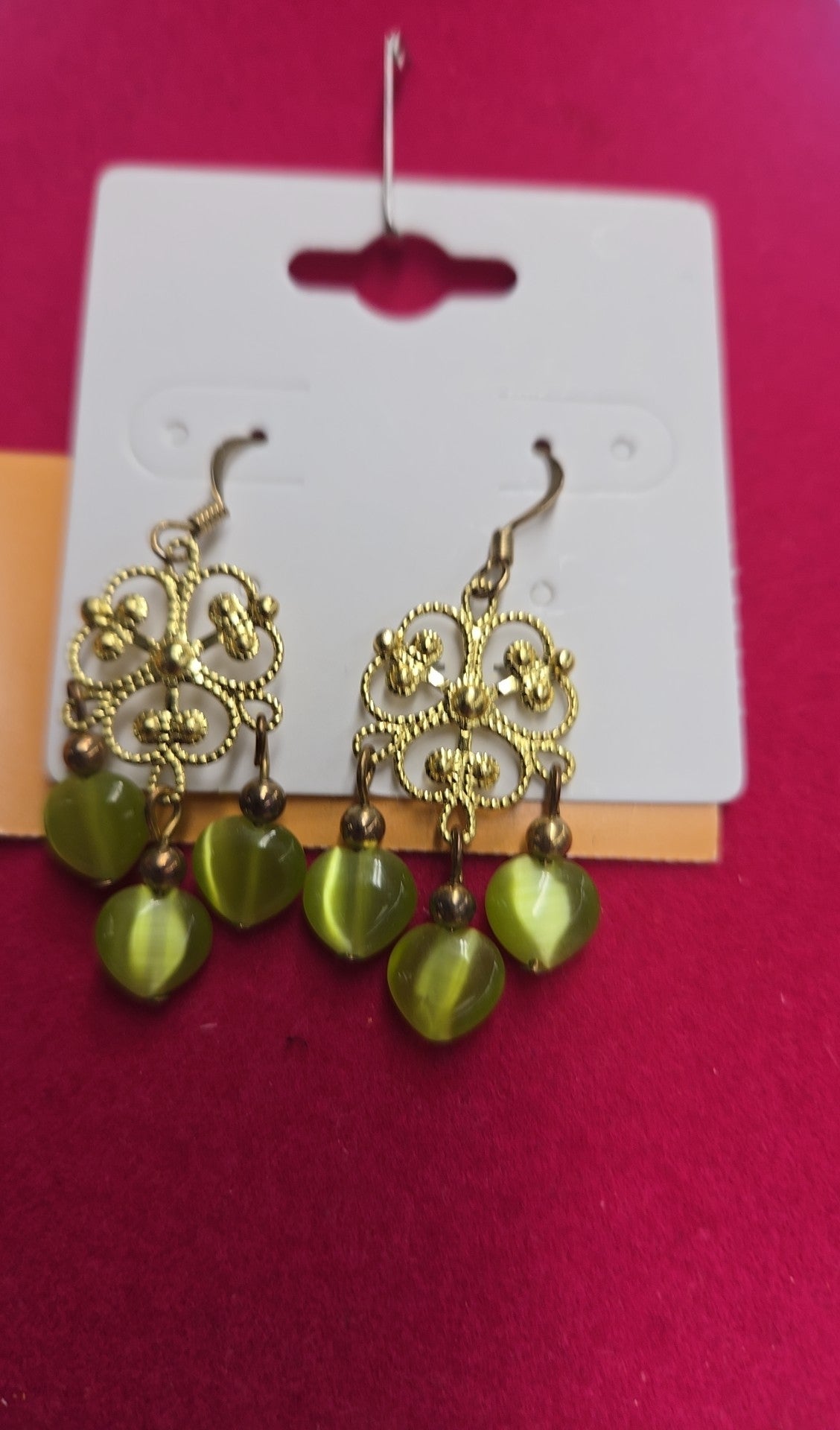 Gold & Green Drop Earrings