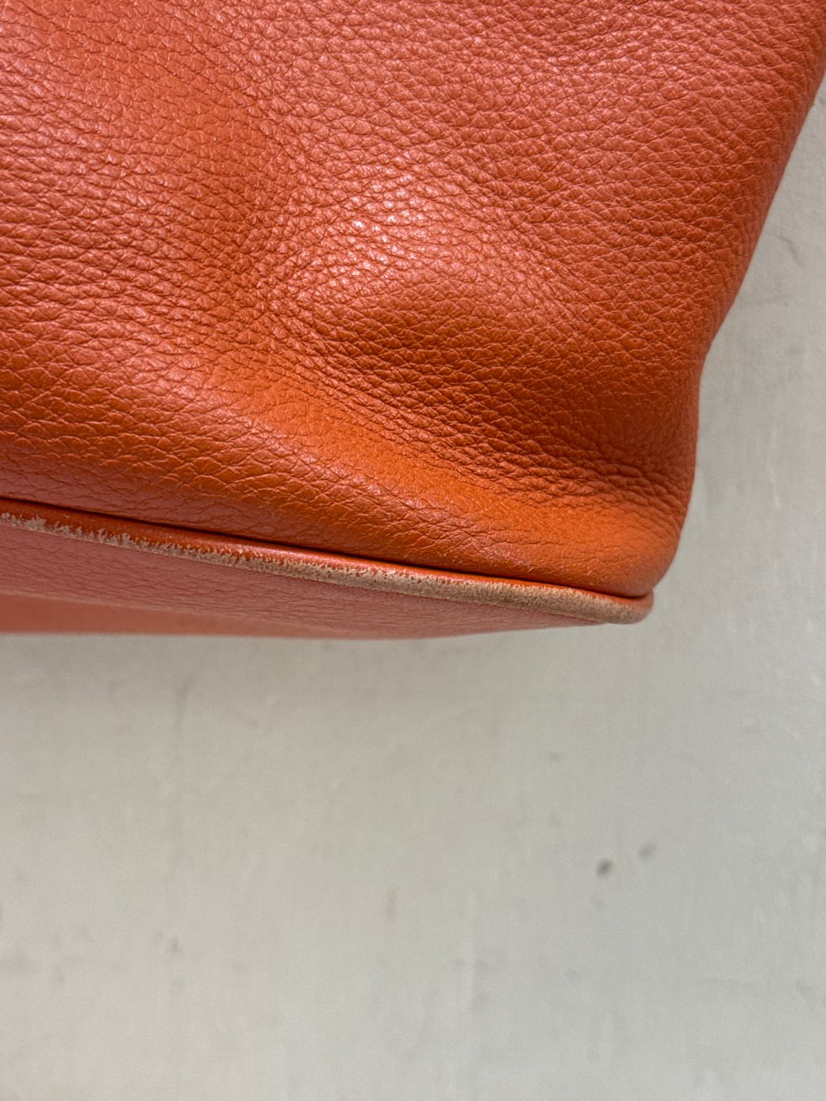 Michael Kors Orange Leather Tote Bag AS IS - wear on corners & marks inside