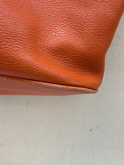Michael Kors Orange Leather Tote Bag AS IS - wear on corners & marks inside