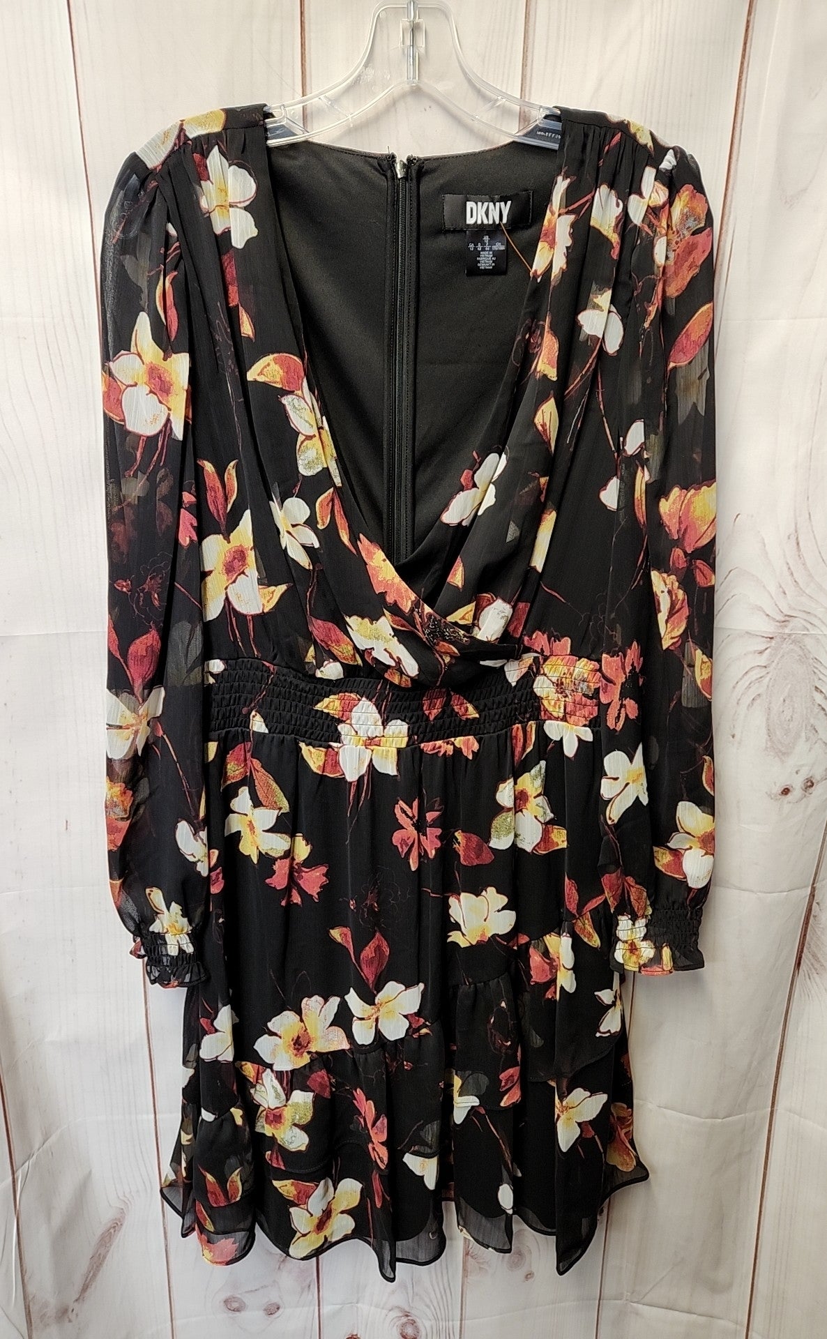 DKNY Women's Size 12 Black Floral Dress