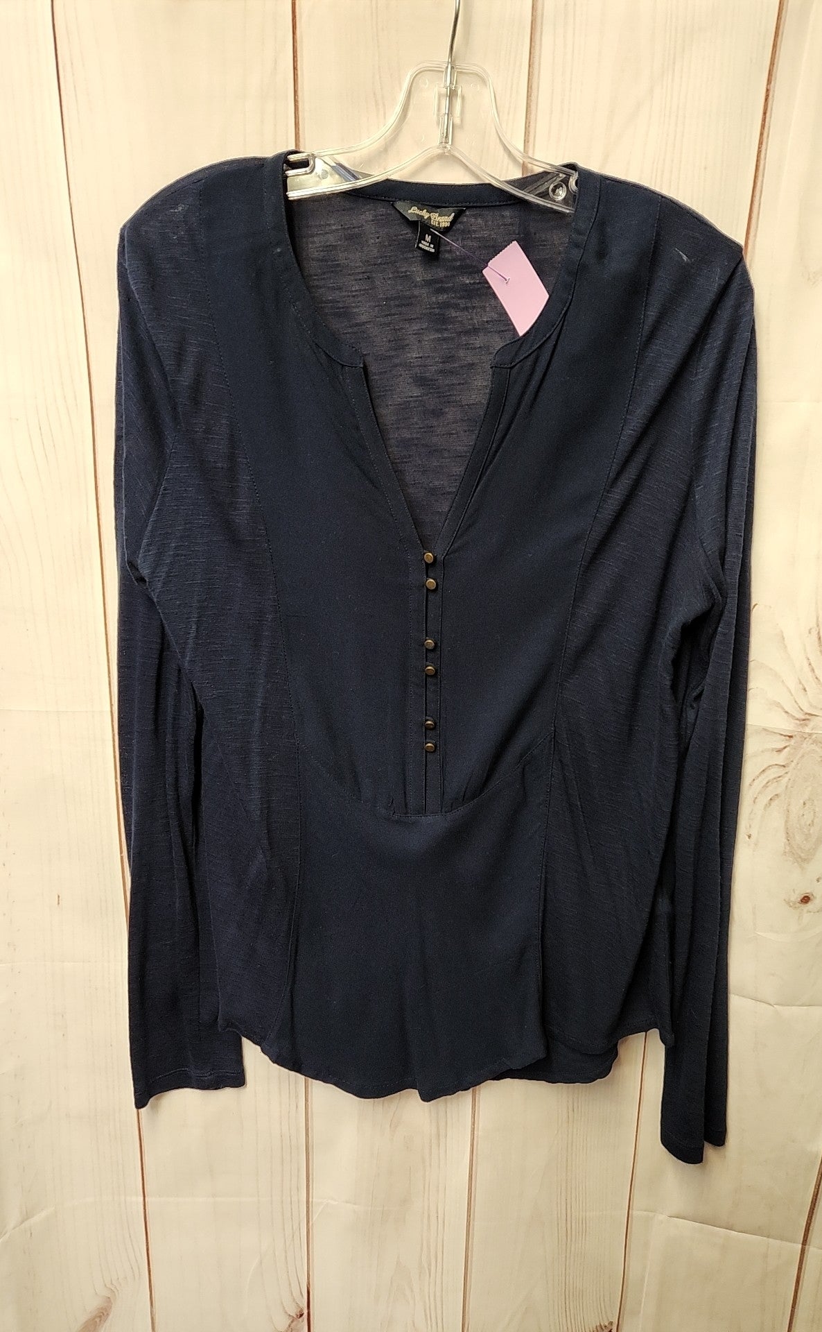 Lucky Brand Women's Size M Navy Long Sleeve Top