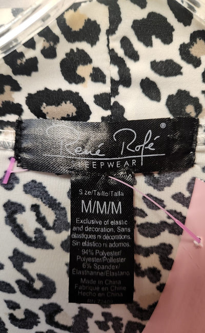 Rene Rofe Women's Size M Beige Animal Print Nightgown with Robe