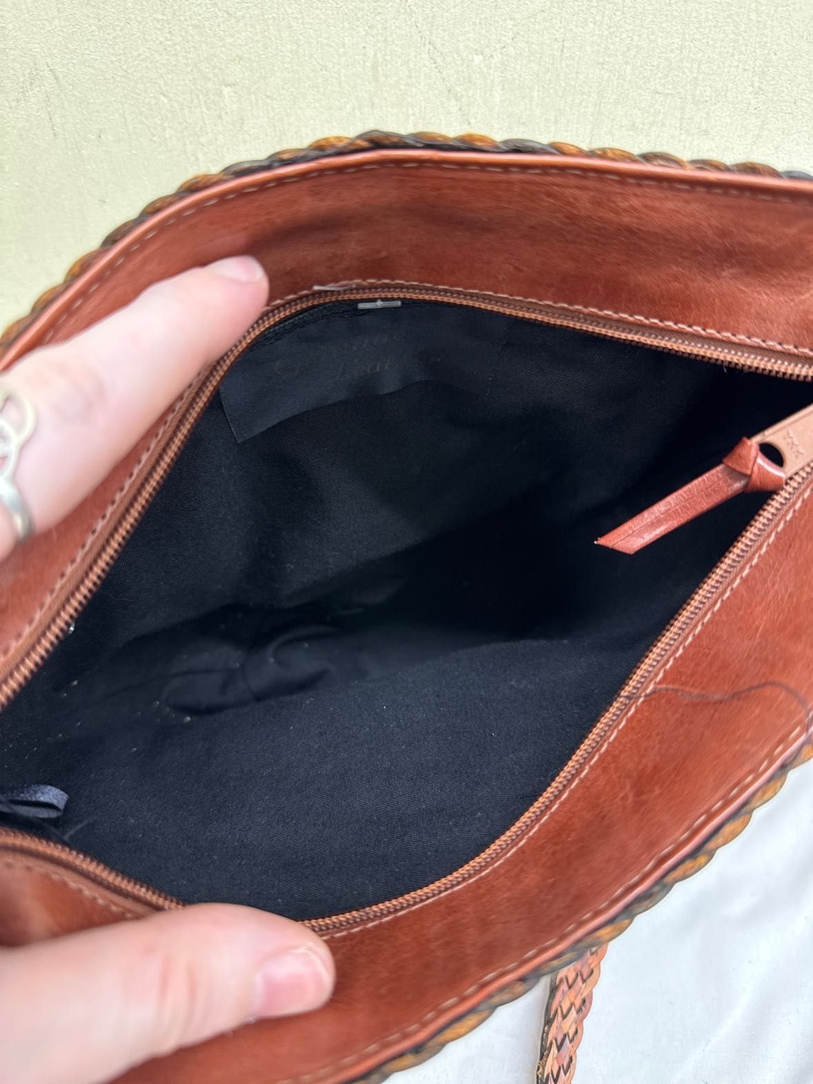 Brown Woven Leather Purse Bag